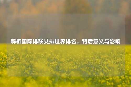 解析国际排联女排世界排名,背后意义与影响
