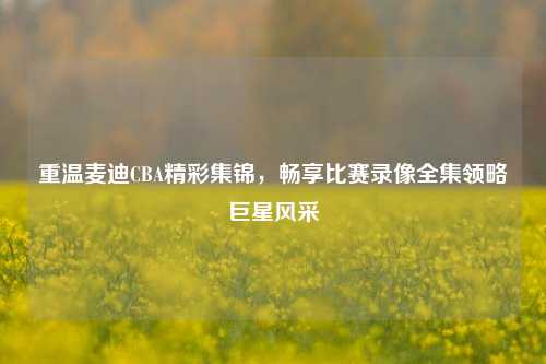 重温麦迪CBA精彩集锦,畅享比赛录像全集领略巨星风采