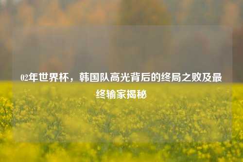 02年世界杯,韩国队高光背后的终局之败及最终输家揭秘