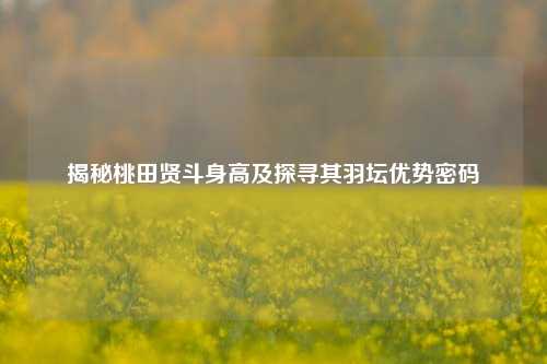 揭秘桃田贤斗身高及探寻其羽坛优势密码