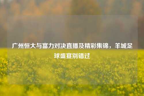 广州恒大与富力对决直播及精彩集锦,羊城足球盛宴别错过