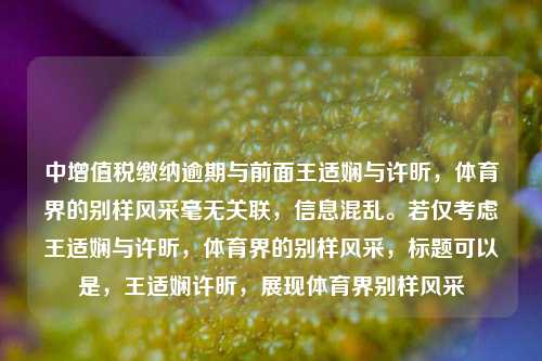 中增值税缴纳逾期与前面王适娴与许昕,体育界的别样风采毫无关联,信息混乱。若仅考虑王适娴与许昕,体育界的别样风采,标题可以是,王适娴许昕,展现体育界别样风采