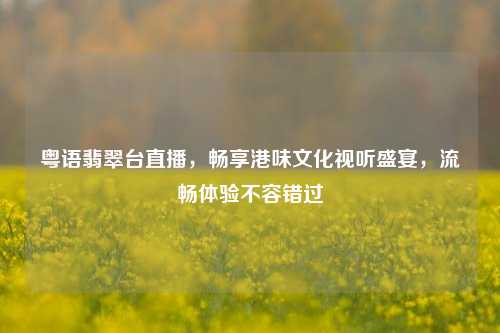粤语翡翠台直播,畅享港味文化视听盛宴,流畅体验不容错过