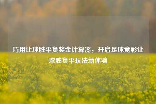 巧用让球胜平负奖金计算器,开启足球竞彩让球胜负平玩法新体验