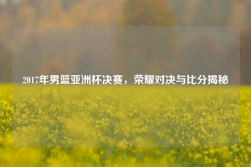 2017年男篮亚洲杯决赛,荣耀对决与比分揭秘