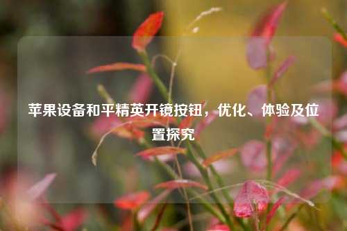 苹果设备和平精英开镜按钮,优化、体验及位置探究