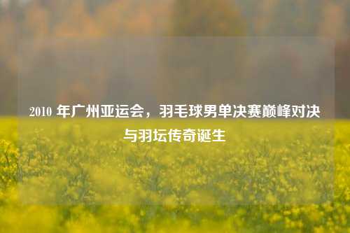 2010 年广州亚运会，羽毛球男单决赛巅峰对决与羽坛传奇诞生